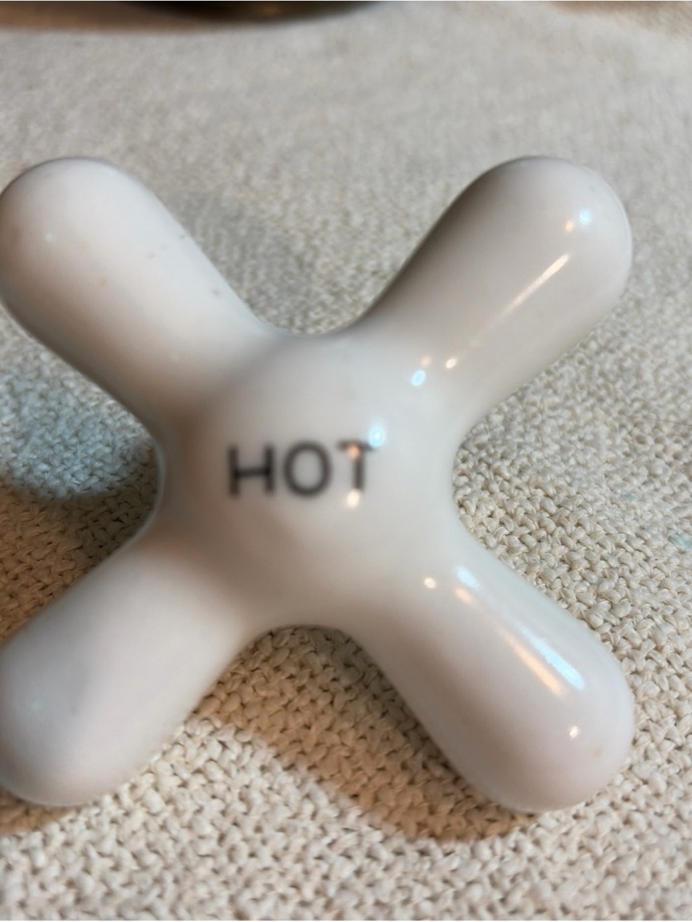 1920 Crane Porcelain HOT Cross faucet handle 9/32 square broach knob